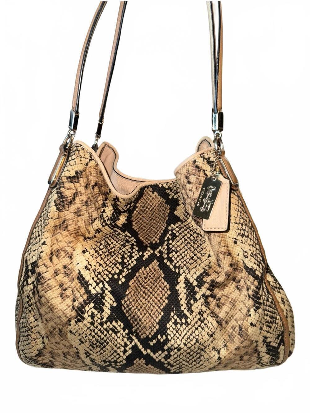 Coach Madison Phoebe 2 Tone Python Embossed Shoulder Bag w. 2 tags Gold+ 2014